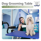 VFK 47'' Large Dog Grooming Table Stainless Steel Foldable Grooming Table for Dogs at Home Adjustable Height Arms Pet Station with Nooses, Mesh Tray, Tool Organizer VFK