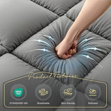 DOWNSTORIA Japanese Floor Mattress, Foldable Futon Mattress Tatami Mat with Handle, Roll Up Dormitory Sleeping Pad for Camping, Guestroom Bed, Full Size, Grey DOWNSTORIA