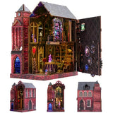 Book Nook Kit, DIY Miniature House Dollhouse Crafts Kit for Adults and Teens, Magic Castle 3D Wooden Puzzle Booknook Build Bookshelf Decor, Gifts for Family and Friends（Arcane Sprire）