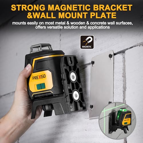 PREXISO 360 Laser Level with Tripod - IP54 Rechargeable Wide Angle Vertical Line Laser, 100Ft Green 3 Brightness Adjustment Self Leveling Cross Line for Construction, Floor Tile, Renovation Prexiso