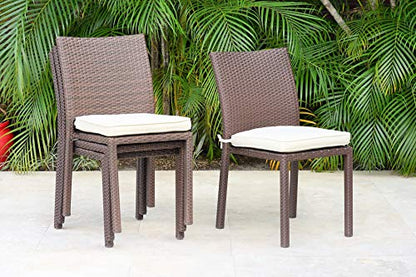 Amazonia Jefferson 13-Piece Patio Extendable Dining Table Set | Light Wicker Chairs | Ideal for Outdoors and Indoors, Brown-Teak Finish