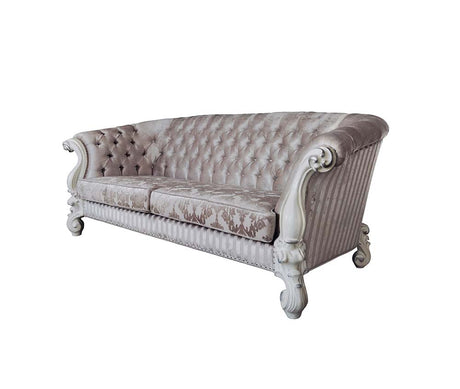 Acme Versailles Sofa with 7 Pillows in Ivory Fabric and Bone White ACME Furniture