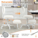 Fizzin Cross Legged Office Chair, Criss Cross Chair with Wheels Height Adjustable Seat for ADHD 360° Swivel Meditation Chair Chic Home Office Furniture (White-New) Fizzin