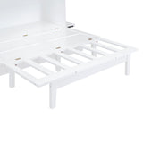 Ball & Cast Queen Size Murphy Bed Chest,Cabinet Hideaway Bed with USB Port and Removable Shelves on Each Side,Wood Wall can be Folded,Platform Bedframe for Kids Bedroom,Student Dorms,White Ball & Cast