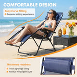 NEWBULIG Zero Gravity Chair Set of 2, Lounge Chair Folding Portable Adjustable Camping Reclining Chairs with Adjustable Pollow, Mesh Back, Cup Holder Trays Lawn Patio Chair for Pool Beach
