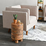 Creative Co-Op Dossier Vintage-Inspired Solid Wood Flat top for use, Natural Finish Stool/End Table Creative Co-Op