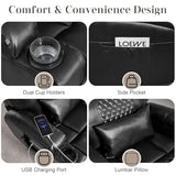 AHMED Dual Motor Power Swivel Rocker Recliner Chair with Massage & Heat, Electric Glider Rocking Chairs with Cup Holders,LED Lights, USB A/USB C Ports for Living Room, Nursery, Black