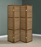 Coaster Home Furnishings - Browning - Wood - 70-Inch 4-Panel Room Divider Folding Screen with Bamboo Panels and Freestanding Structure - Living Room & Bedroom - Walnut - 961638 Coaster Fine Furniture