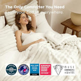 Bedsure Gentlesoft 2-in-1 Queen Comforter Set and Detachable Fluffy Blanket, Cream White Bedding Set for All Season Use, SnapTech Design for Space Saving (Includes 2 Pillow Shams, 2 Pillowcases) Bedsure