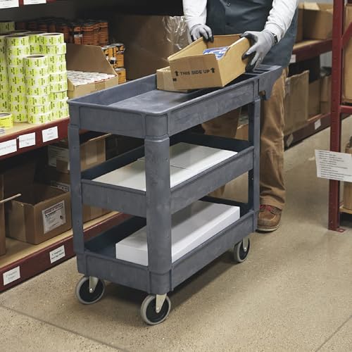 Ironton 500-Lb. Capacity 3 Tray Utility Cart, Maintenance-Free Structural Foam Construction Cargo Pushcart, Scratch Resistant, Easy to Clean Service - WoodArtSupply