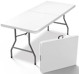VTOY 6FT（30"x72"） Folding Table, Indoor Outdoor Heavy Duty Table with Carrying Handle,Portable Plastic Fold up Table for Picnic/Party/Camping/Office/School VTOY