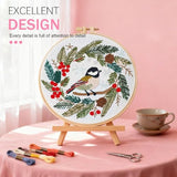 Huacan Embroidery Kit for Beginners Easy Needlepoint Kits for Adults with Stamped Embroidery Patterns. (Bird)