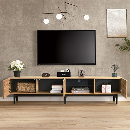 Virubi 71 Inch LED TV Stand for TVs Up to 80”, Modern Entertainment Center with 3 Doors & 2 Open Shelves, Media Console Table with Storage for Living Room Virubi