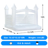 13ft White Bounce House Commercial Grade 100% PVC White Bouncy Castle for Wedding Memorable Birthday Parties & Event OWROMI