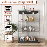 WHLIHUSU Glass Display Cabinet with LED Lights - Curio Cabinet with Glass Doors for Collectibles, Quick Assembly, Tempered Bookshelf, for Living Room and Bedrooms, 2-Door 3-Shelfs, White WHLIHUSU