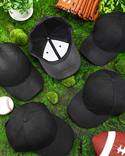 Handepo 24 Pcs Blank Baseball Cap Adjustable Back Strap Plain Blank Camouflage Hat Unisex Baseball Cap for Trucker Men Women(Black) Handepo