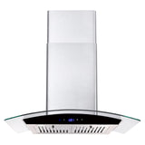 Range Hood 30 Inch, Tieasy Wall Mount Kitchen Hood with Ducted/Ductless Convertible Duct, Stainless Steel Chimney and Baffle Filters, Touch Control Fan Timer, LED Lights, 3 Speed Fan Tieasy