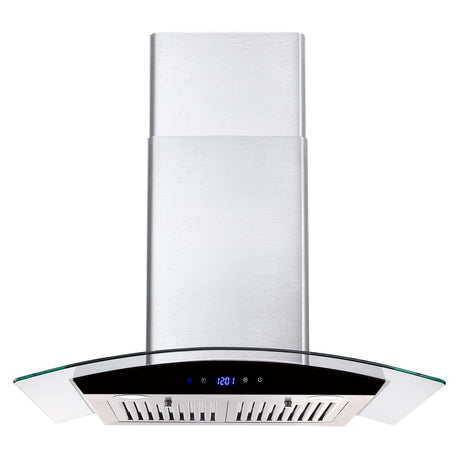 Range Hood 30 Inch, Tieasy Wall Mount Kitchen Hood with Ducted/Ductless Convertible Duct, Stainless Steel Chimney and Baffle Filters, Touch Control Fan Timer, LED Lights, 3 Speed Fan Tieasy