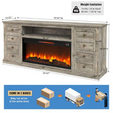Unineo 70'' Fireplace TV Stand for up to 80'' Tvs with Drawer, Large Storage Tv Console Cabinet w/ 36'' Electric Fireplace, Media Entertainment Center for Living Room/Bedroom, Light Rustic Oak Unineo