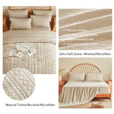 MR&HM Full Size Bed Sheets and Comforter Set Beige, 7 Pieces Tufted Boho Beddding Sets, Farmhouse Style Bed in a Bag with 1 Comforter, 2 Pillow Shams, 2 Pillowcases, 1 Flat Sheet, 1 Fitted Sheet MR&HM