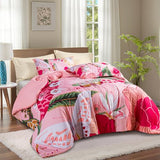 Tyrot Pink Boho Floral King Comforter Set - 3 Piece Farmhouse Botanical Bedding Comforter Sets for All Season Soft Lightweight Mid Century Modern Bed Set, (1 Reversible Comforter and 2 Pillow Shams Tyrot
