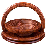 DSKMED Handmade Wood Carving Fruit Plate -Wooden Fruit Basket, Foldable Bamboo Dried Fruit Basket Collapsible Bread Nuts Baskets, (C) DSKMED
