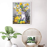 KTHOFCY 5D DIY Diamond Painting Kits for Adults Kids Lemon Flower Full Drill Embroidery Cross Stitch Crystal Rhinestone Paintings Pictures Arts Wall Decor Painting Dots Kits 15.7X11.8 in KTHOFCY