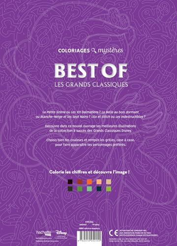Coloriages mystères Disney - Les Grands classiques Best of HACHETTE PRAT