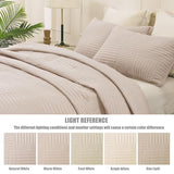 Whale Flotilla Ultra Soft King Quilt Bedding Set, Lightweight Microfiber Brich Beige Quilts Bedspreads Oversized, 3 Piece Ultrasonic Geometric Coverlet Bed Cover for All Seasons Whale Flotilla