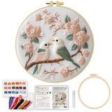 JOZYSH 11CT Embroidery Kit for Beginners Adult, Hummingbird Embroidery Kit for Beginners Include Embroidery Cloth Hoops Threads for Craft Lover Hand Stitch with Embroidery Skill Techniques