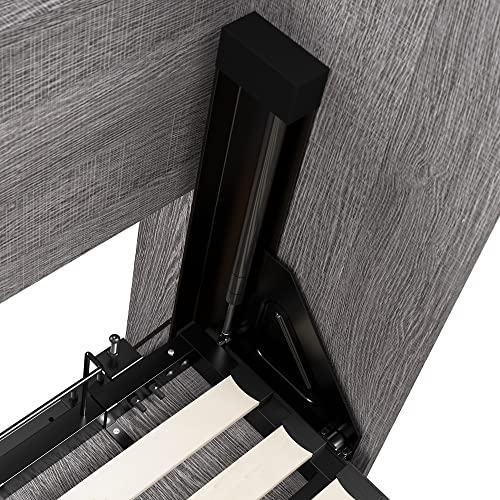 Bestar Pur Queen Murphy Bed and 2 Shelving Units with Drawers, 115-inch Space-Saving Sleeping Arrangement in Bark Grey Bestar