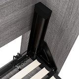 Bestar Pur Queen Murphy Bed and 2 Shelving Units with Drawers, 115-inch Space-Saving Sleeping Arrangement in Bark Grey Bestar