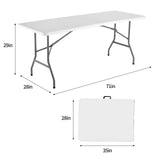 6ft Plastic Folding Table, Portable Camping Table with Carrying Handle, Lock for Picnic, Party, Multipurpose Entertaining Activites - White WoodArtSupply
