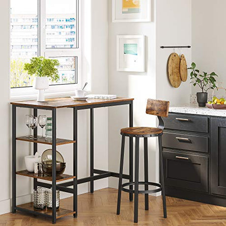 VASAGLE Industrial Bar Table with Sturdy Metal Frame in Rustic Brown - Easy Assembly and Stylish Design VASAGLE