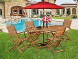 East West Furniture Diboll 5 Piece Outdoor Patio Dining Sets Consist of an Oval Acacia Wood Table and 4 Folding Arm Chairs, 36x60 Inch, Natural Oil East West Furniture