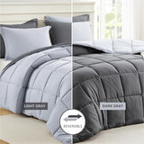 Homelike Moment Queen Comforter Set Grey, Comforters Queen Size Set, Soft Lightweight Down Alternative Bed Comforter Full Size Reversible All Season 3 Pieces Sets Grey/Light Gray Homelike Moment