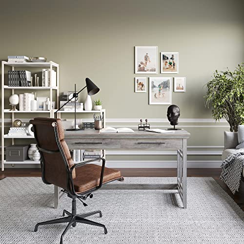 BELLEZE Modern Simple Home Office Computer Laptop Writing Desk Wood Study Table Workstation with Drawers - 55 Inch - Norrell (Gray Wash) BELLEZE