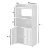 HAYOFAMY Bathroom Storage Cabinet, 4-Tier White Floor Cabinet Freestanding Organizer with Door for Living Room Kitchen Small Space HAYOFAMY