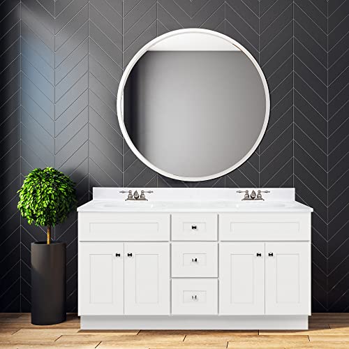 Design House Brookings 60 Inch Bathroom Vanity, Ready to Assemble, Solid Wood, Sherwin Williams® White, 599019-WHT Design House