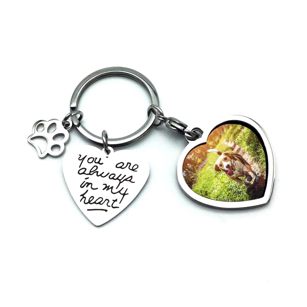 Pet Dog Remembrance Memorial Photo Frame Keychain Gifts, Pet Sympathy Present,You are Always in My Heart bouti1583