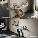 WOOOFA Modern Gold Console Table, Entryway Table with Smart Sensor Lights, Luxurious Marble Console Table, Sturdy and Easy to Clean, Sofa Table for Living Room, Hallway, Foyer, Bedroom WOOOFA