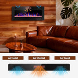 Electactic 42 Inch Electric Fireplace Insert Ultra-Thin - Recessed & Wall-Mounted Fireplace Heater with Thermostat, Adjustable Flame, Remote Control - Linear with Timer, Touch Screen, 750/1500W Electactic