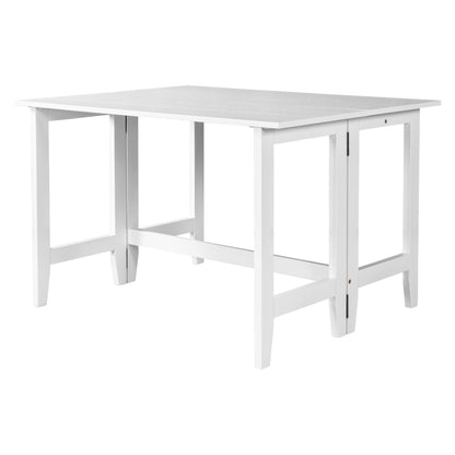 Knocbel Farmhouse 2-4 Person Rectangular Folding Dining Table, Wooden Kitchen Dining Room Bar Pub Bistro Small Space Furniture, Standard Height (White) - WoodArtSupply