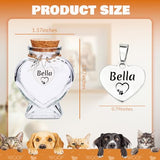 Custom Pet Fur Keepsake, Dog Fur Keepsake, Personalized Pet Hair Memorial Keepsake Bottle, Dog Hair Keepsake with Engraved Name Text Icon for Fur, Whiskers or Ashes (Heart)