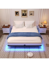 FSJianYi Floating Bed Frame Full Size - Metal Platform with LED Lights, No Box Spring Needed, Easy Assembly (Full) FSJianYi