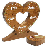 6" Personalized Wooden Heart Puzzle Made of Solid Oak, Custom Wooden Family Puzzle with Names (Design 1) Basic Fundamentals