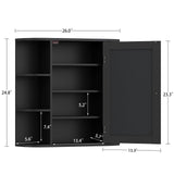TEENFON Medicine Cabinet Mirror with Door & Adjustable Shelves, Bathroom Medicine Cabinet with Mirror, Medicine Cabinets for Bathroom, Black TEENFON