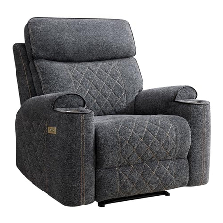 EBELLO Power Recliner Chair, Electric Fabric Reclining Sofa with Cup Holders, USB Type-C Charging Ports, for Small Living Room, Bedroom and Meeting Room, Grey EBELLO