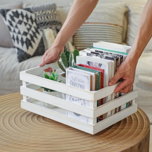 JUMBO HUMBLE Set of 4 Large Wooden Decorative Storage Crates, Whitewashed Nesting Wooden Crates for Display Rustic, Farmhouse Wooden Storage Container Boxes Made from 100% Wood - WoodArtSupply