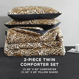 Juicy Couture Twin/Twin XL Leopard Satin Comforter Set - Cheetah Print 2-Piece Machine Washable Reversible Animal Print Bedding Comforter and Sham Set Juicy Couture